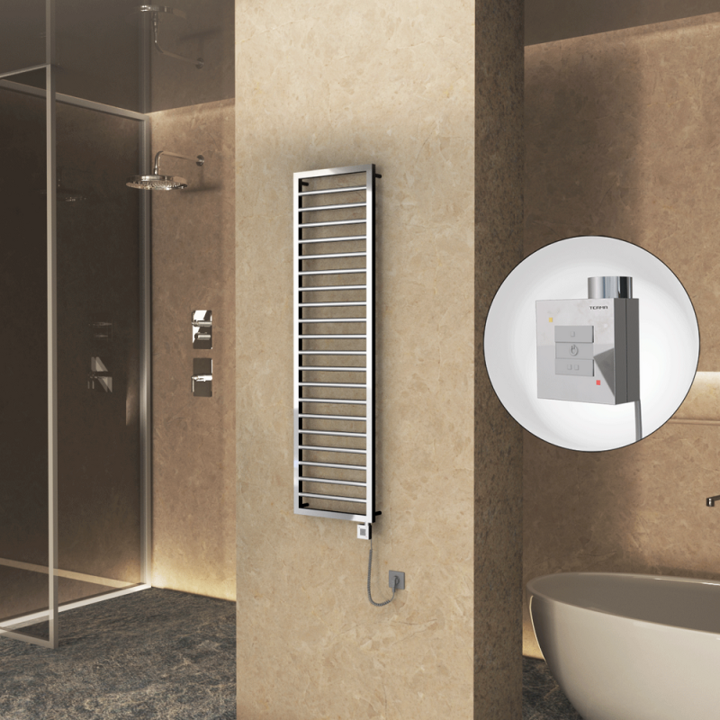 NAXOS Elektrikli Havlupan 500x1655 Krom (KTX1 Termostat) 600W Spiral Kablolu - 1NAX05001655K1PEB060-K