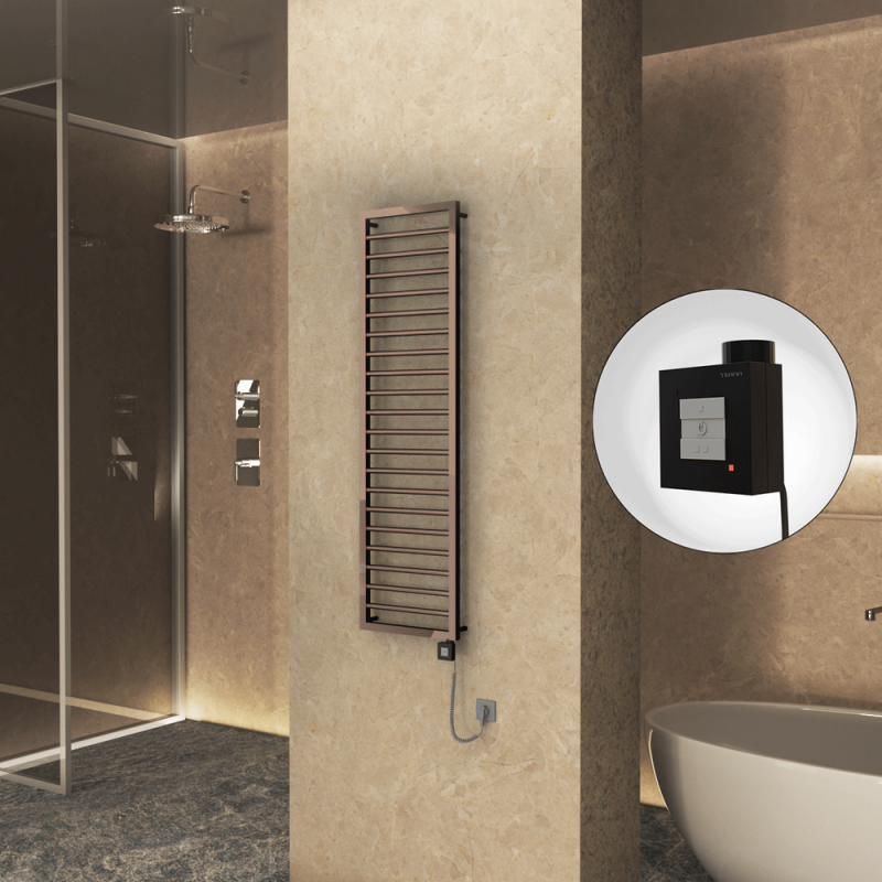 NAXOS Elektrikli Havlupan 500x1655 Rose Gold Parlak (KTX1 Termostat) 600W Spiral Kablolu - 1NAX05001655KDPEB060-K