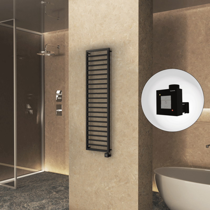 NAXOS Elektrikli Havlupan 500x1655 Siyah Mat (KTX1 Termostat) 600W - 1NAX05001655B3MEB060