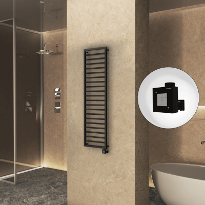 Radiva - NAXOS Elektrikli Havlupan 500x1655 Siyah Mat (KTX1 Termostat) 600W