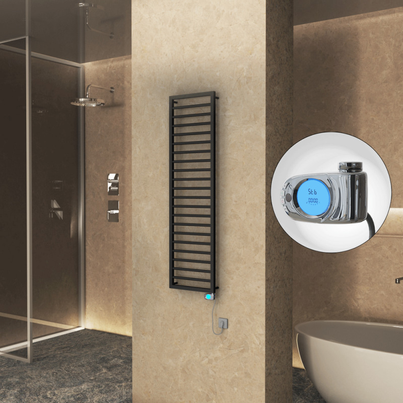 NAXOS Elektrikli Havlupan 500x1655 Siyah Mat (Musa Termostat) 600W - 1NAX05001655B3ME3060