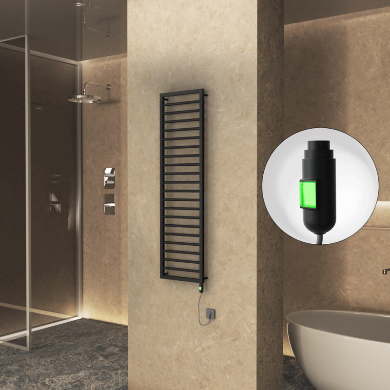 NAXOS Elektrikli Havlupan 500x1655 Siyah Mat (On/Off Düğmeli) 600W - 1NAX05001655B3ME1060