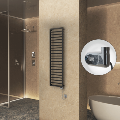 Radiva - NAXOS Elektrikli Havlupan 500x1655 Siyah Mat (Thesis Termostat) 600W