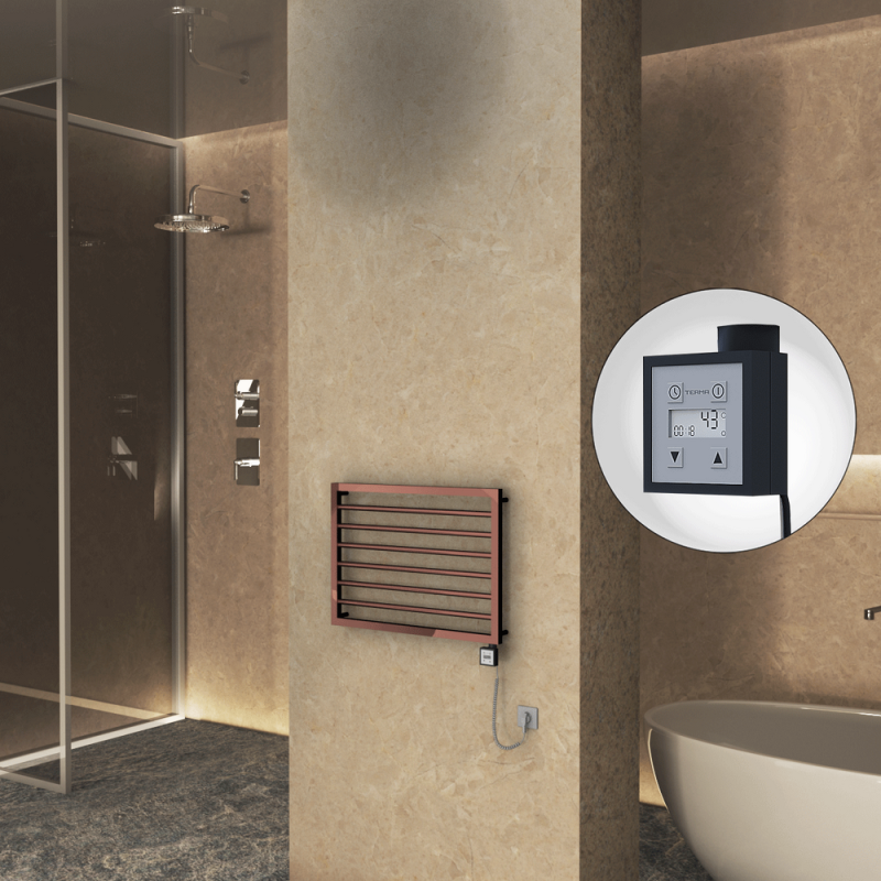 NAXOS Elektrikli Havlupan 800x578 Bakır Parlak (KTX3 Termostat) 300W Spiral Kablolu - 1NAX08000578K4PE7030-K