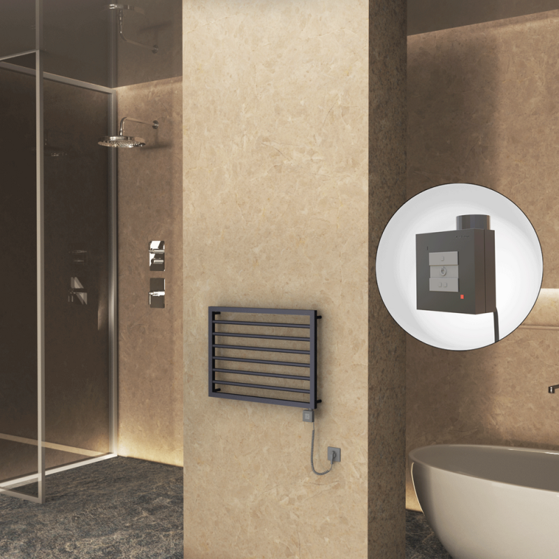 NAXOS Elektrikli Havlupan 800x578 Koyu Antrasit Texture (KTX1 Termostat) 300W Spiral Kablolu - 1NAX08000578B6TEB030-K