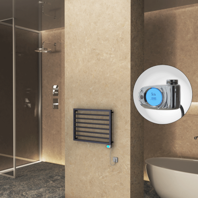 Radiva - NAXOS Elektrikli Havlupan 800x578 Koyu Antrasit Texture (Musa Termostat) 300W