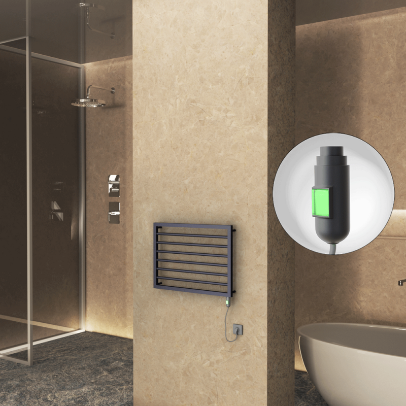 NAXOS Elektrikli Havlupan 800x578 Koyu Antrasit Texture (On/Off Düğmeli) 300W - 1NAX08000578B6TE1030