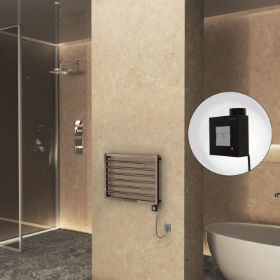 Radiva - NAXOS Elektrikli Havlupan 800x578 Rose Gold Parlak (KTX1 Termostat) 300W Spiral Kablolu