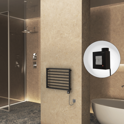 Radiva - NAXOS Elektrikli Havlupan 800x578 Siyah Mat (KTX1 Termostat) 300W Spiral Kablolu (1)