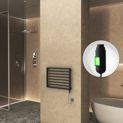 Radiva - NAXOS Elektrikli Havlupan 800x578 Siyah Mat (On/Off Düğmeli) 300W (1)