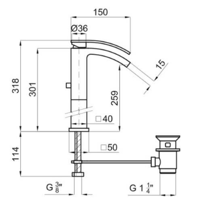 Noken Imagine Uzun Boyunlu Lavabo Bataryası, Altın - Thumbnail 10NOK100081812