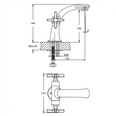 NSK Lavabo Bataryası Trinity Çift Kollu Tek Gövde Altın N3013119 - Thumbnail 20NSKN3013119