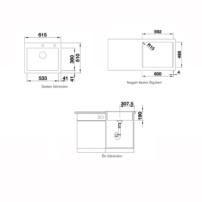 Nuevo Eviye Icon 6 61,5 x 51 cm Siyah Porselen 624169 - 20NUEVO624169