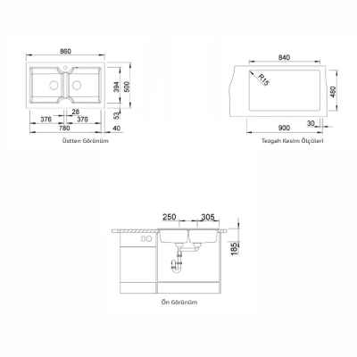 Nuevo Eviye Sonas 9 S 86 x 50 cm Sol Damlalıklı Kristal Beyaz Porselen 304159 - Thumbnail 20NUEVO304159