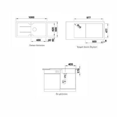 Nuevo Eviye Sonas XL 6 S 100 x 50 cm Sol Damlalıklı Siyah Porselen 324163 - Thumbnail 20NUEVO324163