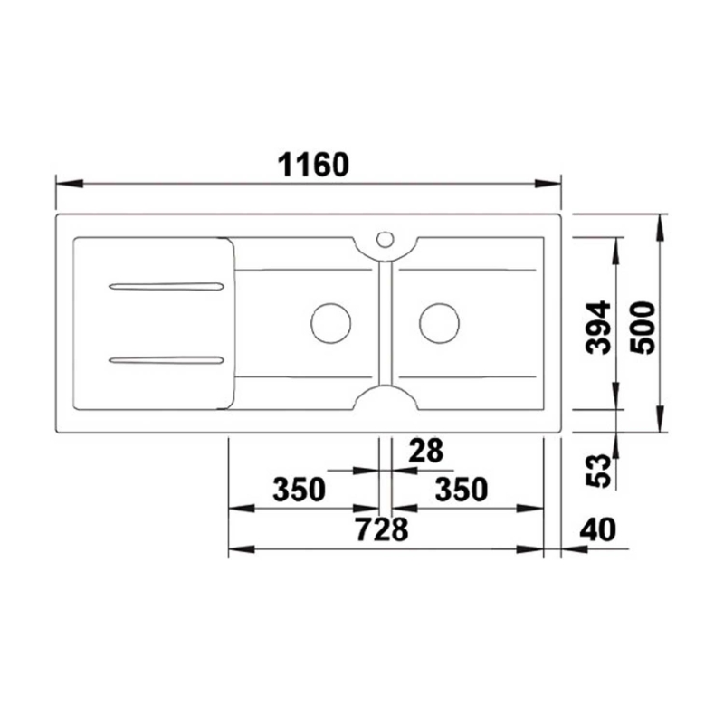 Nuevo Seramik Eviye Sonas 8s 116*50 Sağ Damlalık Basalt Renk - 20NUEVO314160