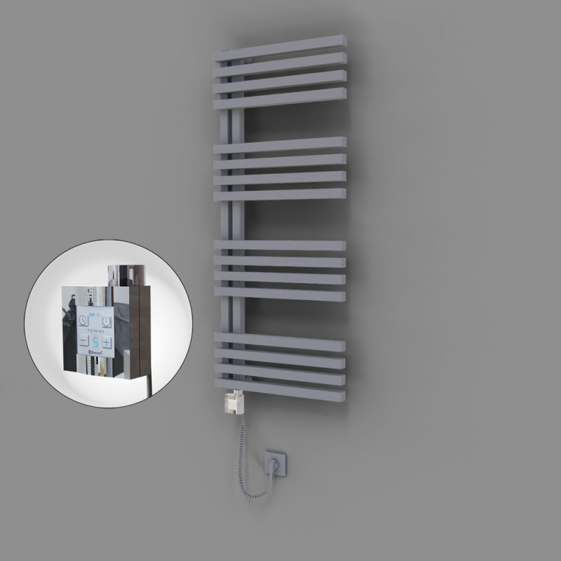 Oka Dekoratif Elektrikli Havlupan 500x1200 Gri (KTX4 Termostat) 600W Spiral Kablolu - 1OKA05001200B4TEC060-K