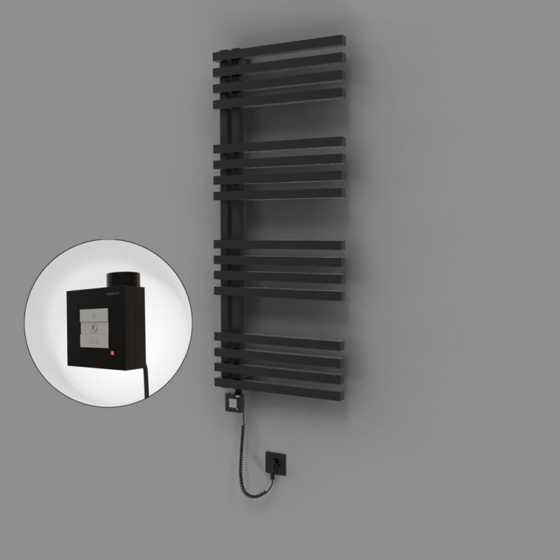 Oka Dekoratif Elektrikli Havlupan 500x1200 Siyah (KTX1 Termostat) 600W Spiral Kablolu - 1OKA05001200B3TEB060-K