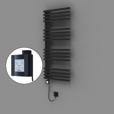 Radiva - Oka Dekoratif Elektrikli Havlupan 500x1200 Siyah (KTX4 Termostat) 600W Spiral Kablolu