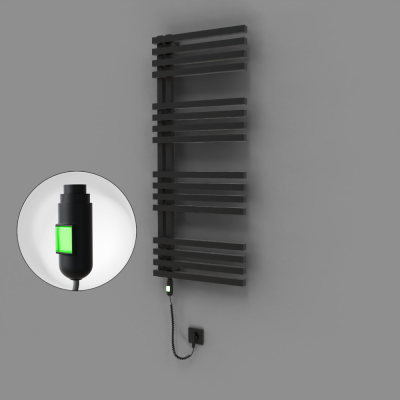 Radiva - Oka Dekoratif Elektrikli Havlupan 500x1200 Siyah (On/Off Düğmeli) 600W