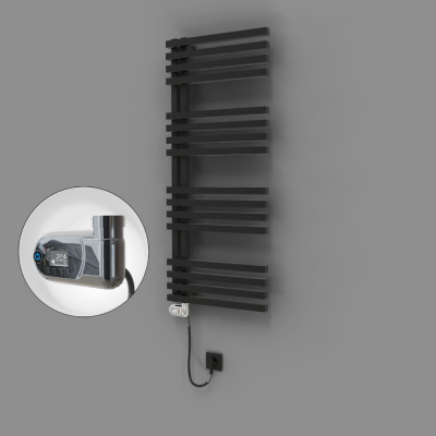 Radiva - Oka Dekoratif Elektrikli Havlupan 500x1200 Siyah (Thesis Termostat) 600W