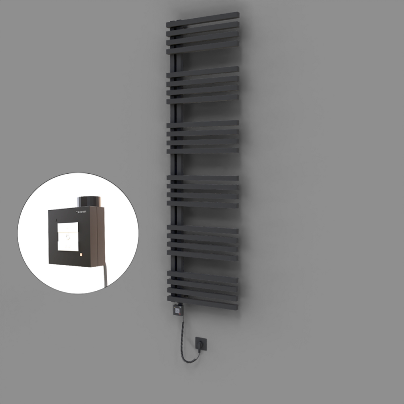 Oka Dekoratif Elektrikli Havlupan 500x1800 Koyu Antrasit (KTX1 Termostat) 1000W Spiral Kablolu - 1OKA05001800B6TEB100-K