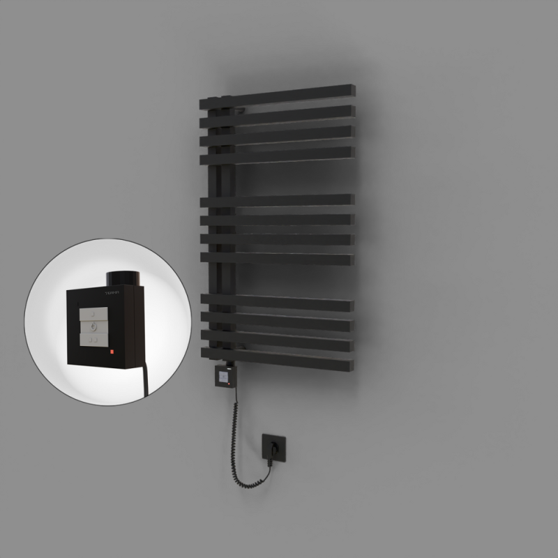 Oka Dekoratif Elektrikli Havlupan 500x800 Siyah (KTX1 Termostat) 300W Spiral Kablolu - 1OKA05000800B3TEB030-K