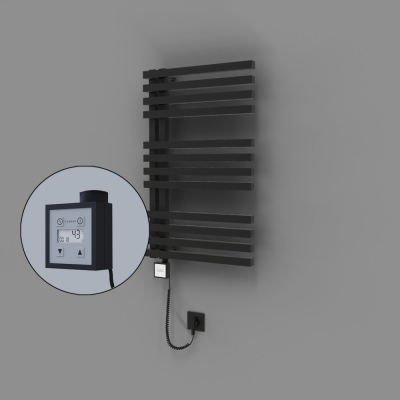 Radiva - Oka Dekoratif Elektrikli Havlupan 500x800 Siyah (KTX3 Termostat) 300W Spiral Kablolu (1)