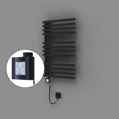 Radiva - Oka Dekoratif Elektrikli Havlupan 500x800 Siyah (KTX4 Termostat) 300W Spiral Kablolu