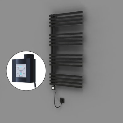 Radiva - Oka Dekoratif Elektrikli Havlupan 600x1200 Siyah (KTX4 Termostat) 600W Spiral Kablolu (1)