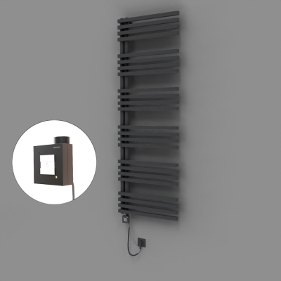 Radiva - Oka Dekoratif Elektrikli Havlupan 600x1800 Koyu Antrasit (KTX1 Termostat) 1000W Spiral Kablolu