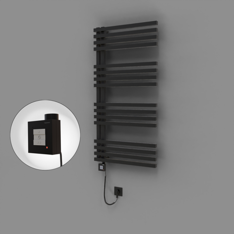 Oka Dekoratif Elektrikli Havlupan 600x1800 Siyah (KTX1 Termostat) 1000W Spiral Kablolu - 1OKA06001800B3TEB100-K