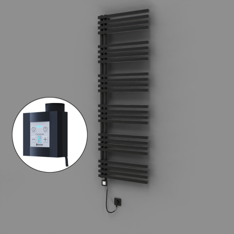 Oka Dekoratif Elektrikli Havlupan 600x1800 Siyah (KTX4 Termostat) 1000W Spiral Kablolu - 1OKA06001800B3TEC100-K