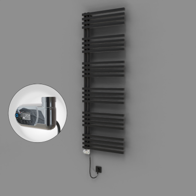Radiva - Oka Dekoratif Elektrikli Havlupan 600x1800 Siyah (Thesis Termostat) 900W