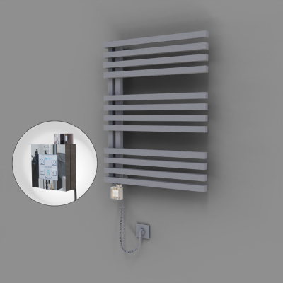 Radiva - Oka Dekoratif Elektrikli Havlupan 600x800 Gri (KTX4 Termostat) 600W Spiral Kablolu