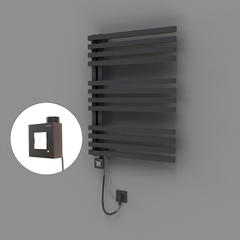 Oka Dekoratif Elektrikli Havlupan 600x800 Koyu Antrasit (KTX1 Termostat) 600W Spiral Kablolu - 1OKA06000800B6TEB060-K