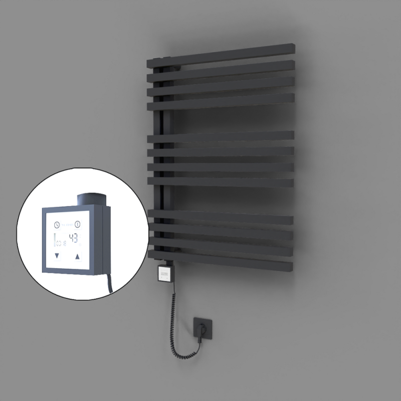 Oka Dekoratif Elektrikli Havlupan 600x800 Koyu Antrasit (KTX3 Termostat) 600W Spiral Kablolu - 1OKA06000800B6TE7060-K