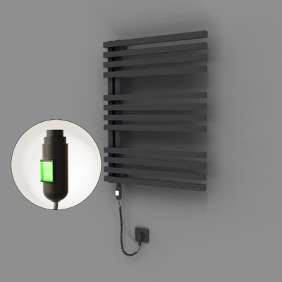 Radiva - Oka Dekoratif Elektrikli Havlupan 600x800 Koyu Antrasit (On/Off Düğmeli) 600W