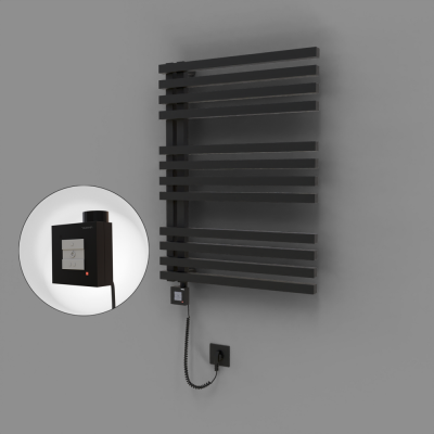 Radiva - Oka Dekoratif Elektrikli Havlupan 600x800 Siyah (KTX1 Termostat) 600W Spiral Kablolu (1)