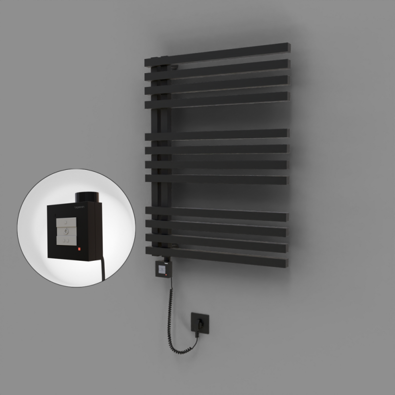 Oka Dekoratif Elektrikli Havlupan 600x800 Siyah (KTX1 Termostat) 600W Spiral Kablolu - 1OKA06000800B3TEB060-K