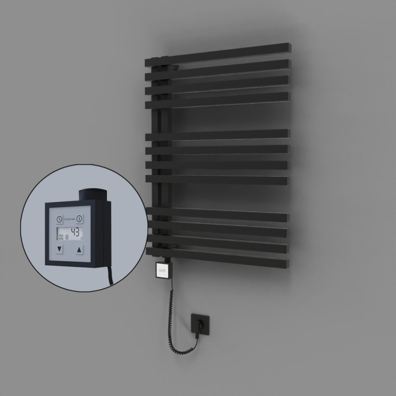 Oka Dekoratif Elektrikli Havlupan 600x800 Siyah (KTX3 Termostat) 600W Spiral Kablolu - 1OKA06000800B3TE7060-K