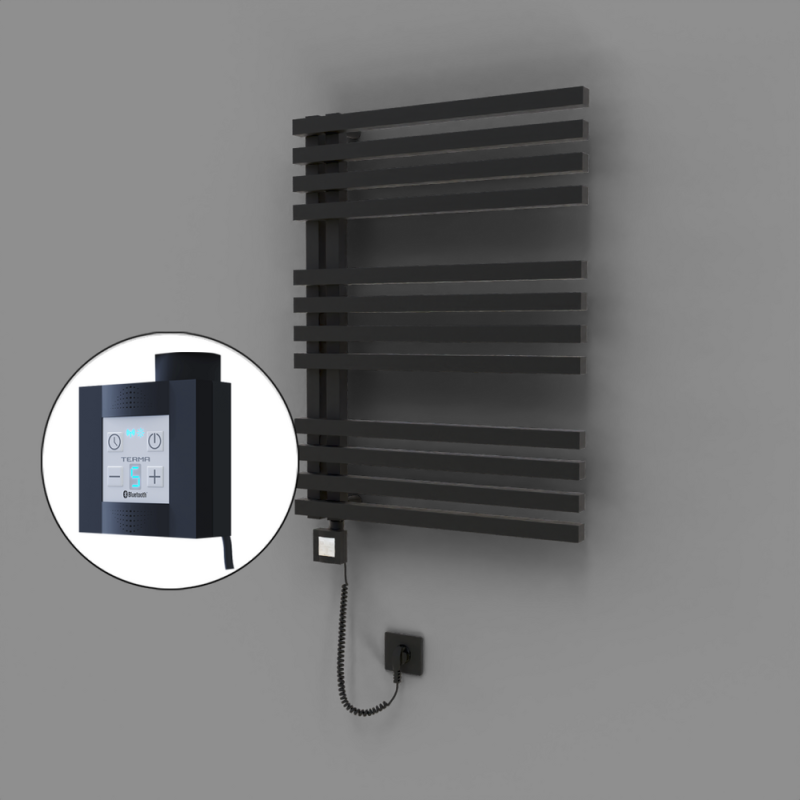 Oka Dekoratif Elektrikli Havlupan 600x800 Siyah (KTX4 Termostat) 600W Spiral Kablolu - 1OKA06000800B3TEC060-K