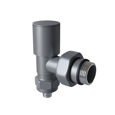 Radiva - Radyatör Vanası 1/2'' Antrasit Köşe Pex (Metal Volanlı 16*2mm Boru Bağl. Rakorlu) - 8838