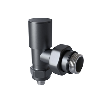 Radiva - Radyatör Vanası 1/2'' Koyu Antrasit Köşe Pex (Metal Volanlı 16*2mm Boru Bağl. Rakorlu) - 9904