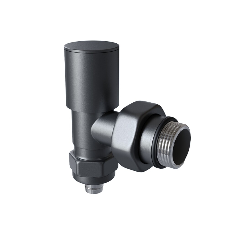 Radyatör Vanası 1/2'' Koyu Antrasit Köşe Pex (Metal Volanlı 16*2mm Boru Bağl. Rakorlu) - 5BORSKSPX16B6T