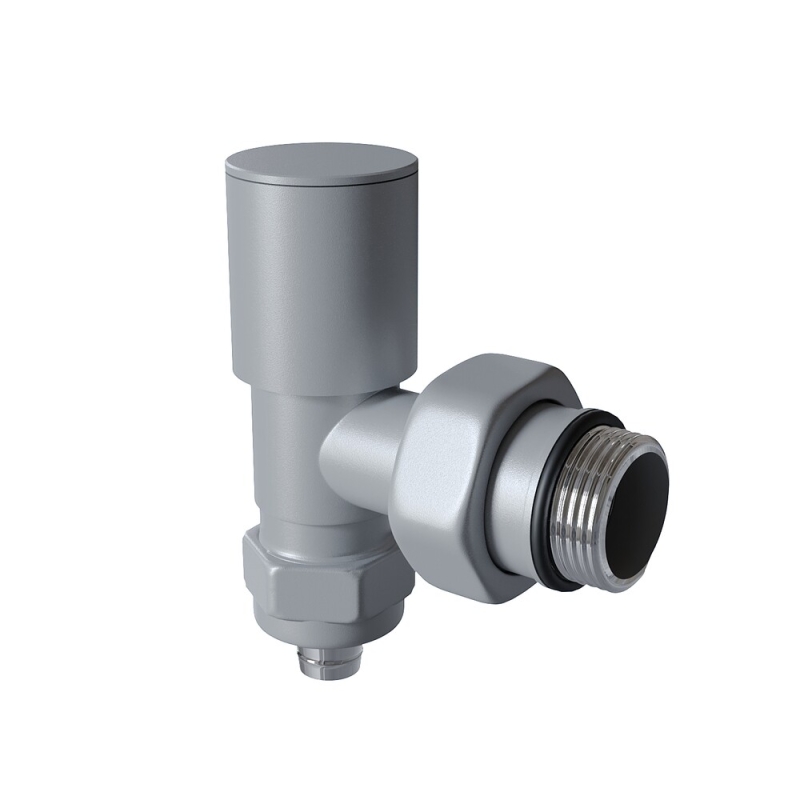 Radyatör Vanası 1/2'' Pütürlü Gri Köşe Pex (Metal Volanlı 16*2mm Boru Bağl. Rakorlu) - 5BORSKSPX16B4T