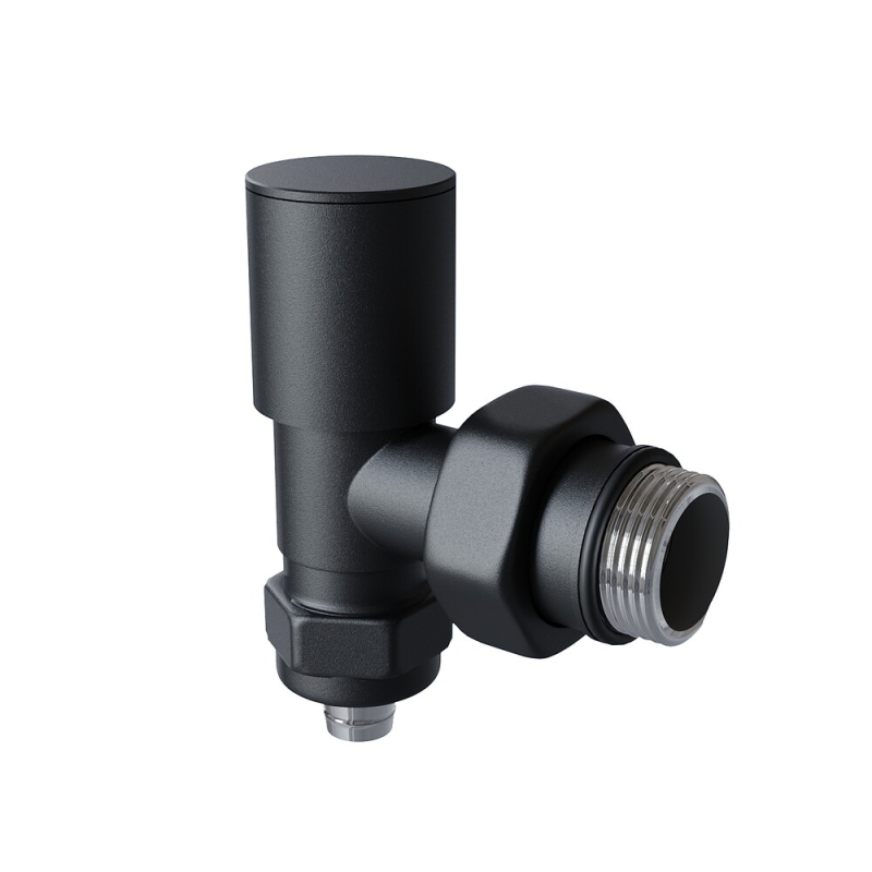 Radyatör Vanası 1/2'' Pütürlü Siyah Köşe Pex (Metal Volanlı 16*2mm Boru Bağl. Rakorlu) - 5BORSKSPX16B3T