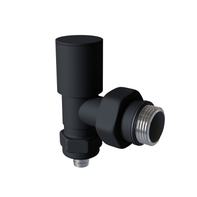 Radiva - Radyatör Vanası 1/2'' Siyah Köşe Pex (Metal Volanlı 16*2mm Boru Bağl. Rakorlu) - 8857