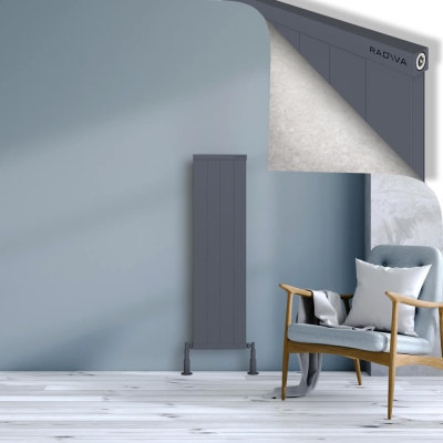 Radiva - RIO Dekoratif Alüminyum Radyatör 1200x404 Antrasit (1)