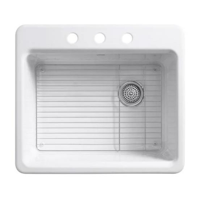 KOHLER - Kohler Eviye Riverby 3 Delikli Döküm Beyaz - 1